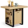 Image de Ilot Central Phoenix 110 Cm Bois Et Noir Avec Rangements