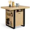 Image de Ilot central phoenix 110 cm bois et noir avec rangements - idmarket