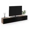 Image de Meuble Tv 180 Cm Suspendu Elio 2 Portes Bois Et Noir