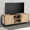 Image de ID MARKET meuble tv DETROIT 2 portes 140 cm bois clair à poser