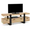 Image de Meuble Tv 140 Cm Phoenix Avec Tiroirs Bois Et Noir