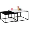 Image de Lot De 2 Tables Basses Gigognes Alaska Carrées 60/70 Effet Marbre Et Noir Pieds Métal