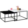 Image de Lot de 2 tables basses gigognes alaska carrées 60-70 effet marbre et noir pieds métal