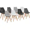 Image de Lot de 8 chaises scandinaves sara mix color blanc x2, gris clair x2, gris foncé x2, noir x2