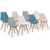 Image de Lot De 8 Chaises Scandinaves Sara Mix Color Pastel Rose X2, Blanc X2, Gris Clair X2, Bleu X2