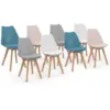 Image de Lot de 8 chaises scandinaves sara mix color pastel rose x2, blanc x2, gris clair x2, bleu x2