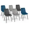 Image de Lot De 6 Chaises Mila En Velours Mix Color Bleu X2, Gris Foncé X2, Gris Clair X2
