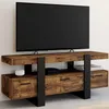 Image de ID MARKET meuble tv PHOENIX 3 tiroirs 116 cm bois foncé à poser