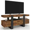 Image de Meuble tv 116 cm phoenix avec tiroirs bois effet vieilli et noir - idmarket
