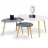 Image de Lot De 3 Tables Basses Gigognes Gaia Laquées Blanc Gris Scandinave