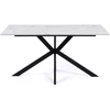 Image de Table À Manger Rectangle Alix 8 Personnes Pied Araignée Noir Et Plateau Effet Marbre Blanc Alaska 160 Cm