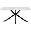 Image de Table à manger rectangle alix 8 personnes pied araignée noir et plateau effet marbre blanc alaska 160 cm