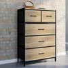 Image de IDMARKET Chiffonnier 5 tiroirs en tissu UTAH 60x30x90 cm commode semainier design industriel