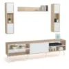 Image de Ensemble meuble tv 180 cm et étagères houston bois et blanc