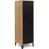 Image de Armoire Vestiaire Ester 1 Porte Métal Noir Et Contour Bois Design Industriel