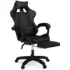 Image de Fauteuil De Gaming Alex Réglable Avec Repose-pied, Coussin De Tête Et Coussin Lombaire Noir