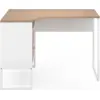 Image de Bureau d'angle rob blanc et façon hêtre niche de rangement et porte design industriel