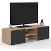 Image de Meuble Tv 113 Cm Eli Bois Façon Hêtre Portes Noires