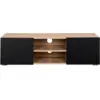 Image de Meuble tv 113 cm eli bois façon hêtre portes noires