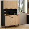 Image de IDMARKET Buffet de cuisine 120 CM CINA 6 portes + tiroir noir et façon hêtre