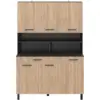 Image de Buffet de cuisine 120 cm cina 6 portes + tiroir noir et façon hêtre