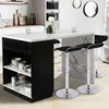 Image de IDMARKET Ilot central mange debout 4 personnes VITO 130 cm noir et plateau effet marbre ALASKA