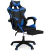 Image de Fauteuil De Gaming Alex Réglable Avec Repose-pied, Coussin De Tête Et Coussin Lombaire Noir Et Bleu