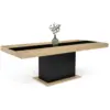Image de Table À Manger Extensible Rectangle Eden 6-10 Personnes Bois Et Noir Bande Centrale Noire 160-200 Cm