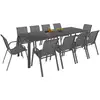 Image de Salon de jardin madrid table 240 cm et 10 chaises empilables gris anthracite