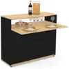 Image de Meuble De Bar Extensible En Table À Manger 2 Personnes Vito Noir Et Plateau Bois