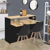 Image de IDMARKET Meuble de bar extensible en table à manger 2 personnes VITO noir et plateau bois