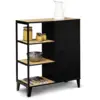 Image de Buffet d'appoint 3 étagères et placard métal noir et plateau bois 70 cm ester design industriel