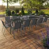 Image de IDMARKET Salon de jardin MADRID table extensible plateau gris 135-270 CM et 12 chaises empilables gris anthracite