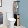 Image de IDMARKET Meuble WC étagère WILLY bois 2 portes noir et hêtre