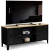Image de Meuble Tv 113 Cm Ester 2 Portes Métal Noir Et Plateau Bois Design Industriel