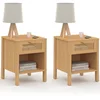Image de Lot De 2 Tables De Chevet Edhen 1 Tiroir Avec Niche Cannage Et Bois