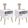 Image de Lot De 2 Tables De Chevet Helsinki Scandinaves 1 Tiroir Avec Niche Blanc