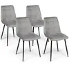 Image de Lot De 4 Chaises Mila En Velours Gris Clair Pour Salle À Manger