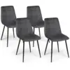 Image de Lot De 4 Chaises Mila En Velours Gris Foncé Pour Salle À Manger