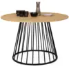 Image de Table À Manger Ronde Yuna 6 Personnes Plateau Bois Et Pied Filaire En Métal Noir 110 Cm