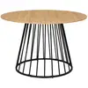 Image de Table à manger ronde yuna 6 personnes plateau bois et pied filaire en métal noir 110 cm