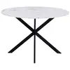 Image de Table à manger ronde alix 6 personnes pied araignée noir et plateau effet marbre blanc alaska 110 cm