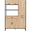 Image de Buffet de cuisine avec colonne de rangement 120 cm detroit 6 portes + tiroir design industriel