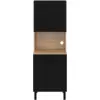 Image de Buffet de cuisine 60 cm cina 2 portes + tiroir façon hêtre et noir