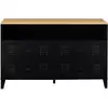 Image de Commode 4 tiroirs ester 115 cm métal noir et plateau façon hêtre avec niche design industriel