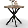 Image de Table à manger ronde alix 4 personnes pied araignée noir et plateau bois foncé hawkins 80 cm