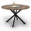Image de Table À Manger Ronde Alix 6 Personnes Pied Araignée Noir Et Plateau Bois Foncé Hawkins 110 Cm