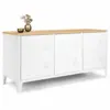 Image de Buffet bas 113 cm ester 3 portes métal blanc plateau bois design industriel