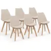 Image de Lot De 6 Chaises Scandinaves Sara Beige Pour Salle À Manger