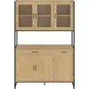 Image de Buffet de cuisine vitré 120 cm detroit meuble vaisselier 6 portes design industriel + tiroir